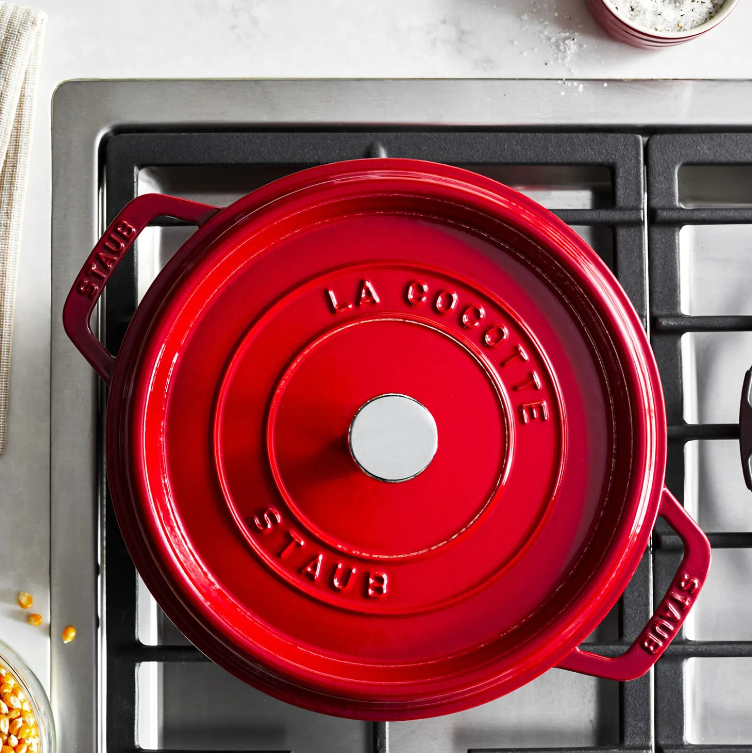 Cocotte 24 cm, Rond(e), Cerise, Fonte