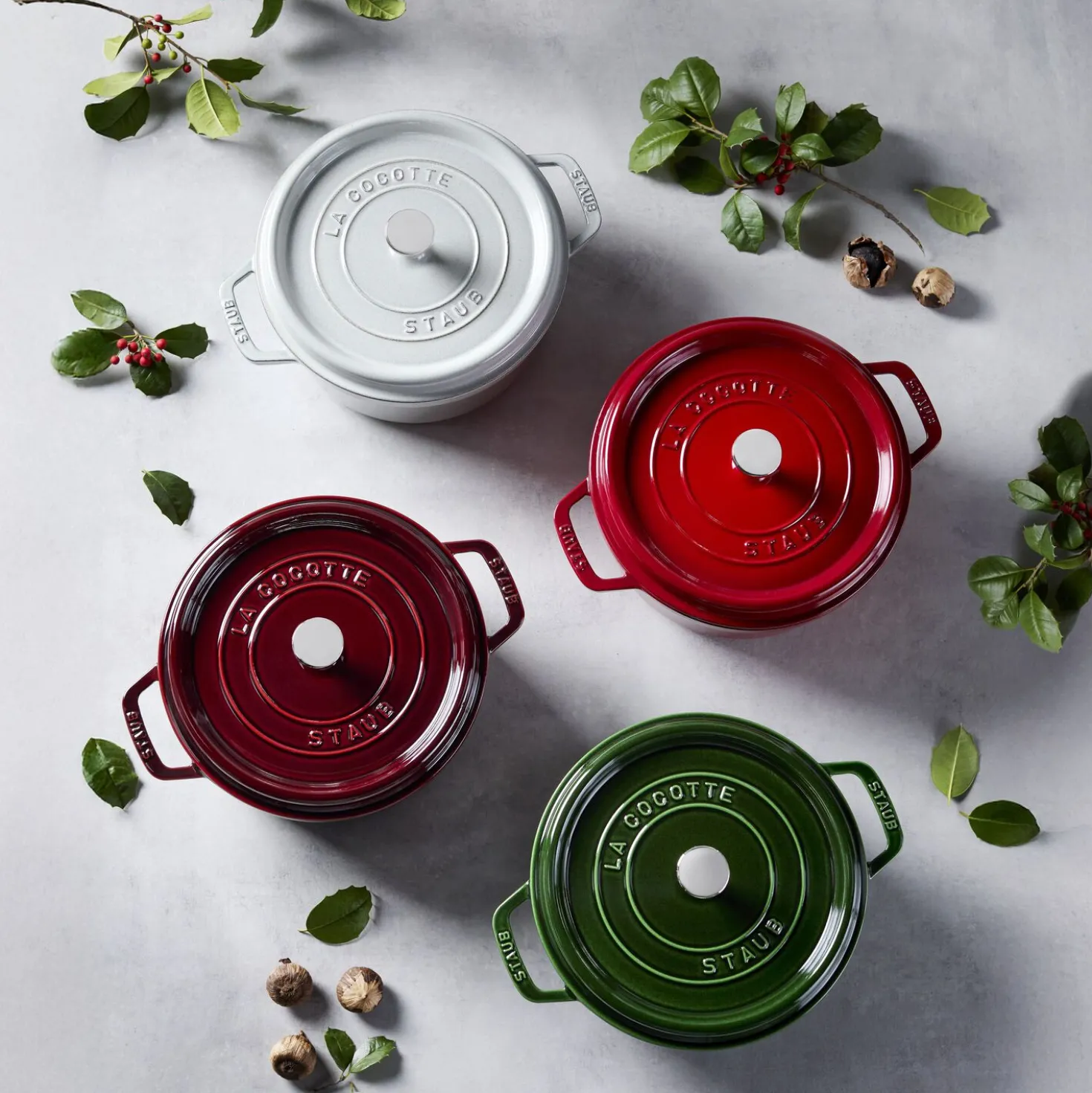 Cocotte 24 cm, Rond(e), Cerise, Fonte