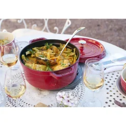 Cocotte 22 cm, Rond(e), Cerise, Fonte