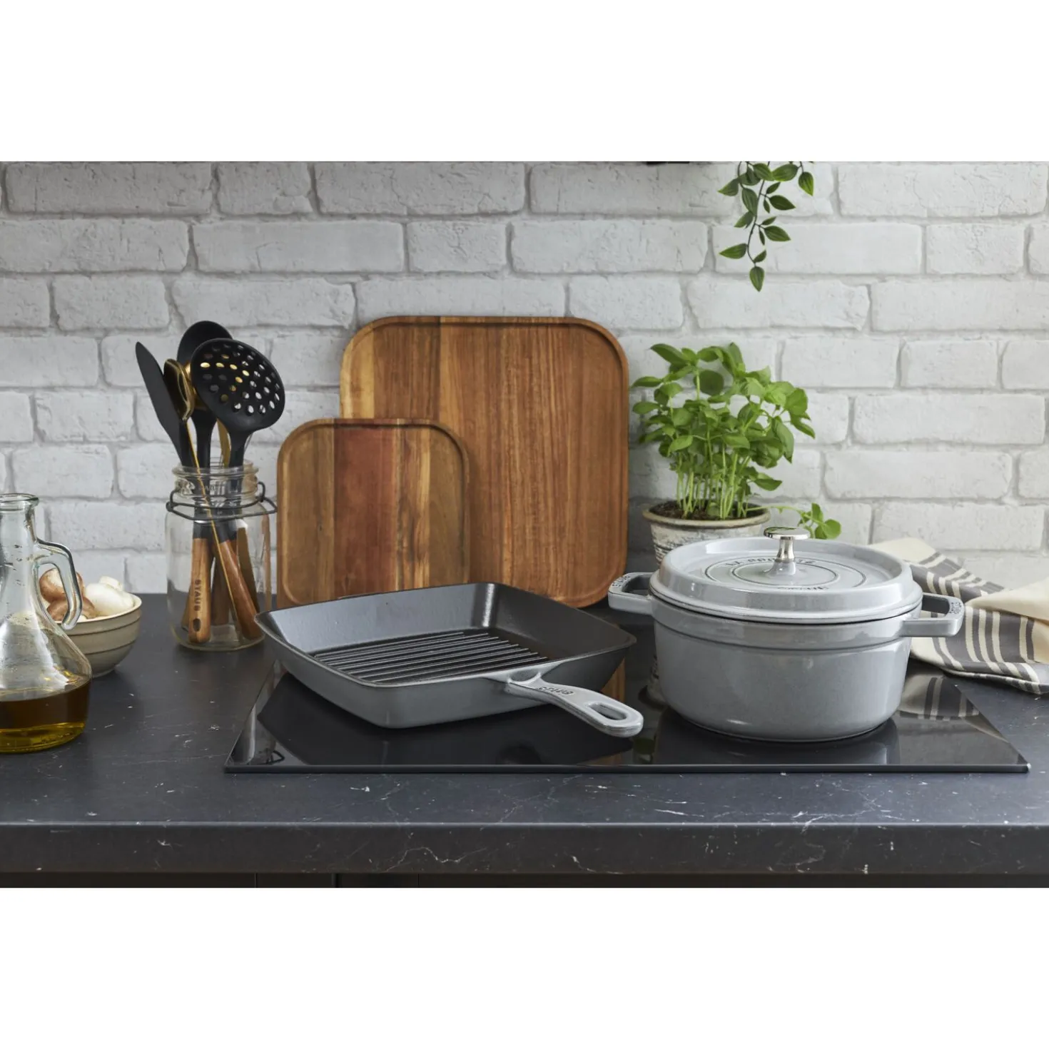 Cocotte 18 cm, Rond(e), Gris graphite, Fonte