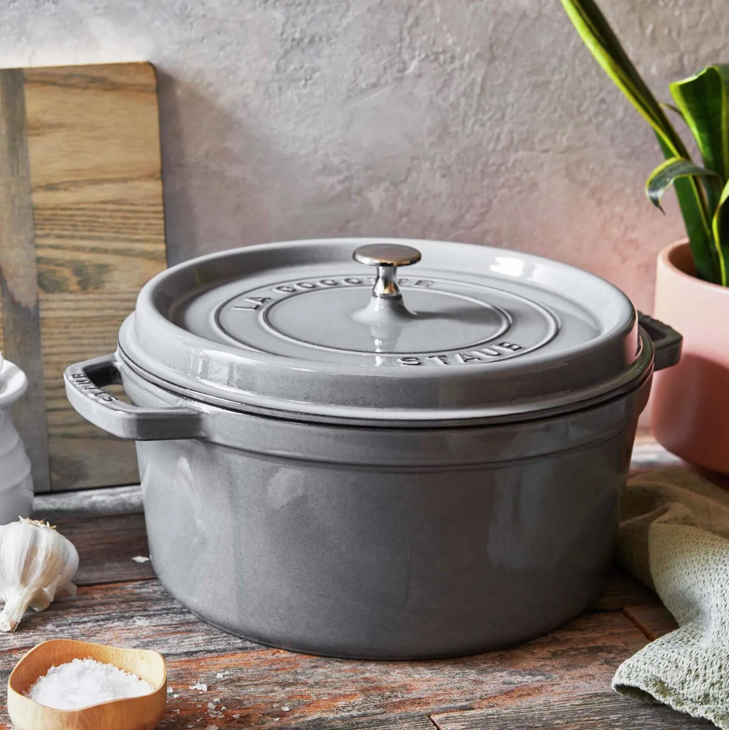 Cocotte 34 cm, Rond(e), Gris graphite, Fonte
