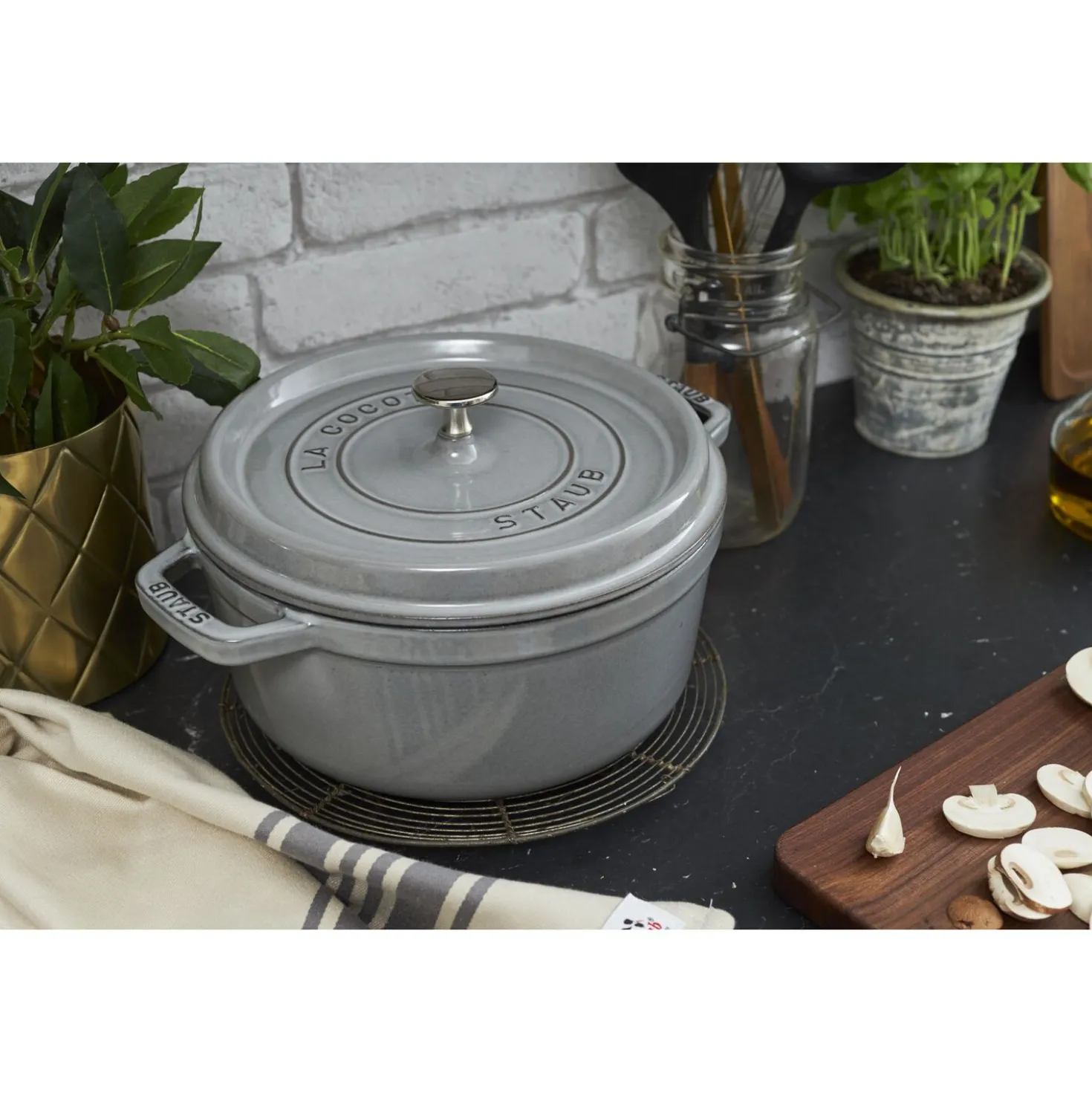 Cocotte 20 cm, Rond(e), Gris graphite, Fonte