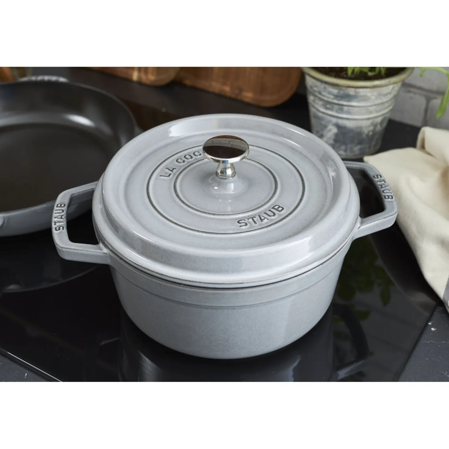 Cocotte 20 cm, Rond(e), Gris graphite, Fonte