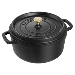 Cocotte 24 cm, Rond(e), Noir mat, Fonte