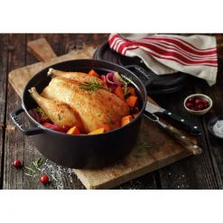 Cocotte 30 cm, Rond(e), Noir mat, Fonte