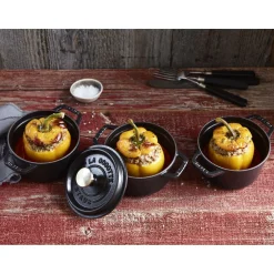 Cocotte 14 cm, Rond(e), Noir mat, Fonte