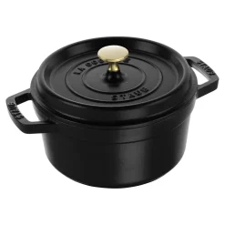Cocotte 20 cm, Rond(e), Noir mat, Fonte