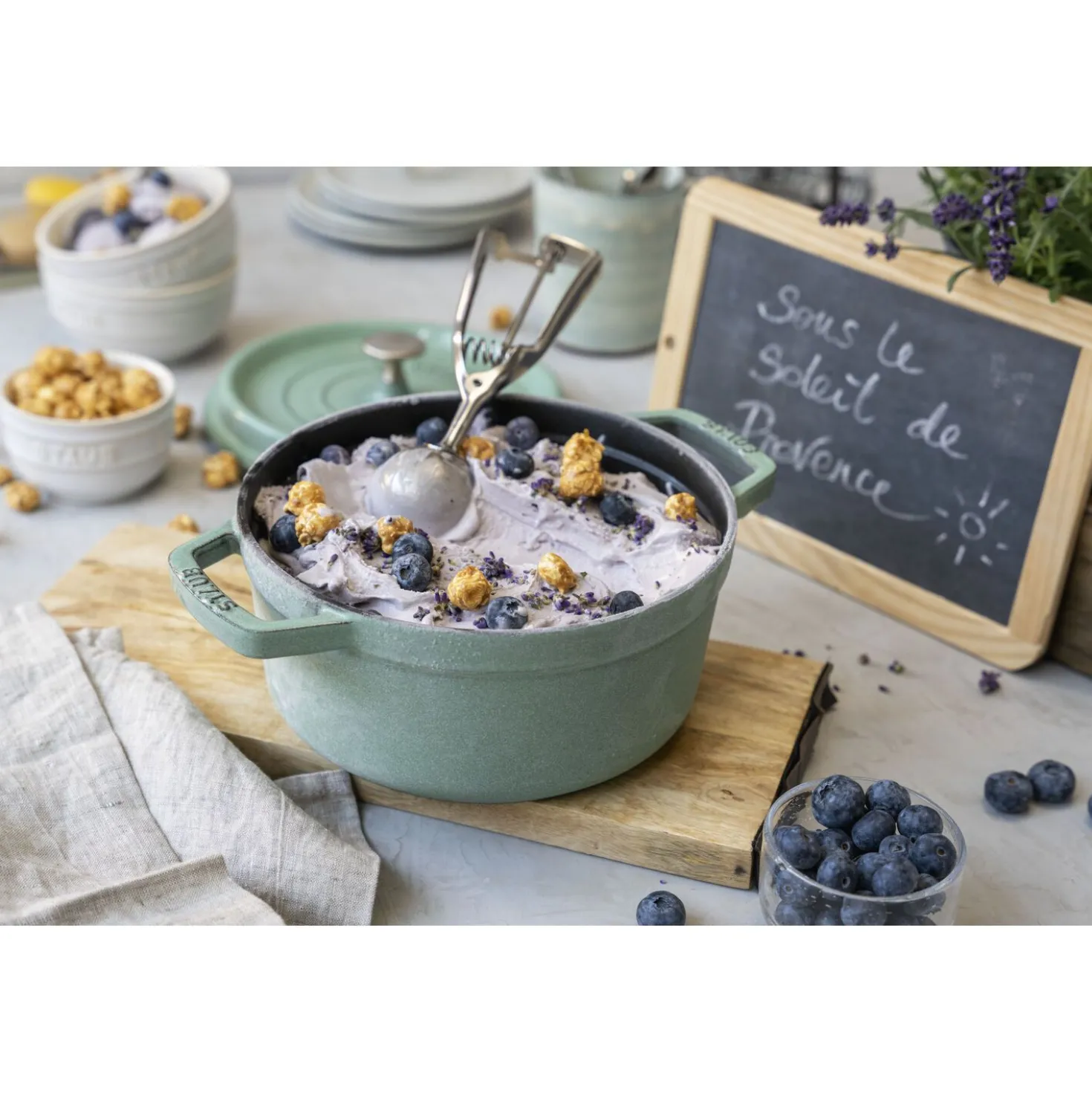 Cocotte 18 cm, Rond(e), Sauge, Fonte