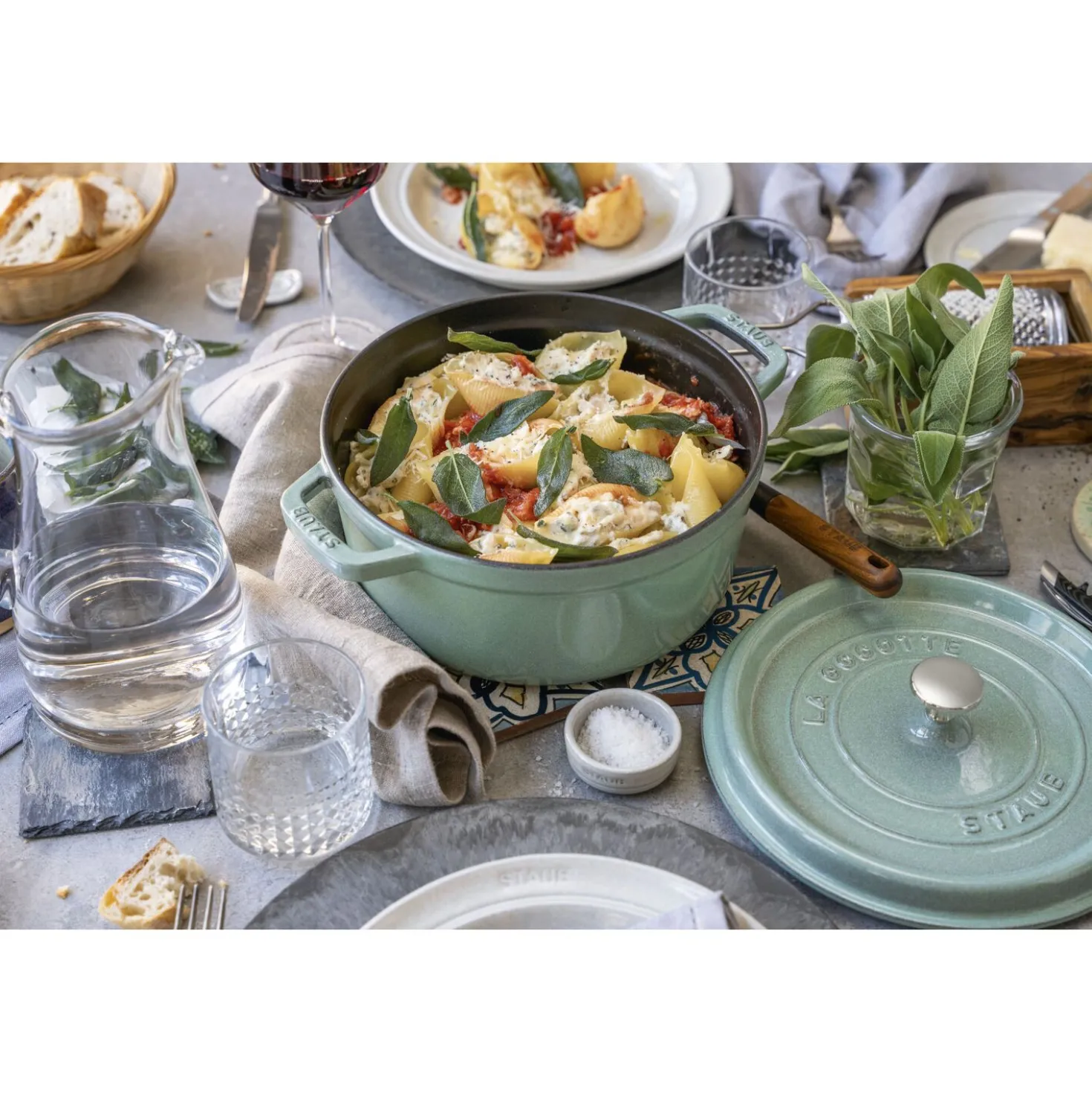Cocotte 28 cm, Rond(e), Sauge, Fonte