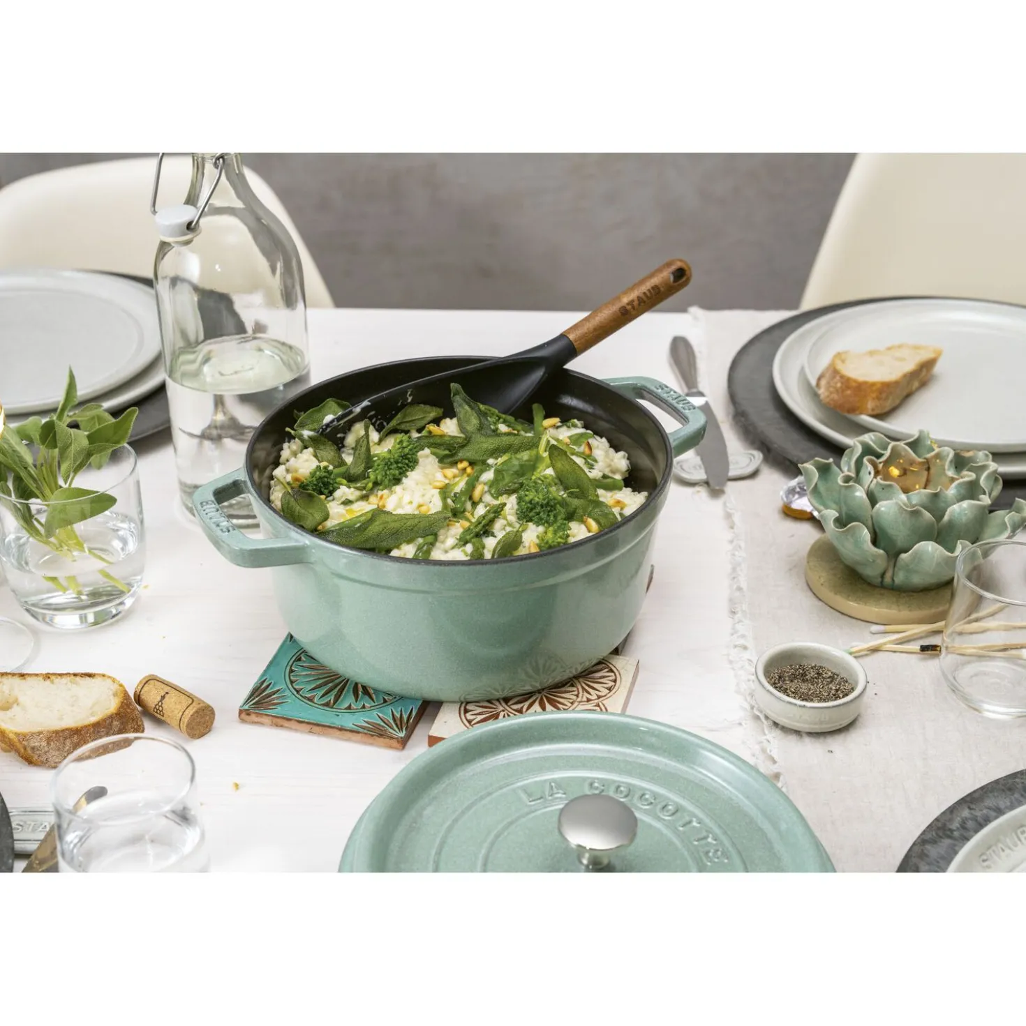Cocotte 26 cm, Rond(e), Sauge, Fonte