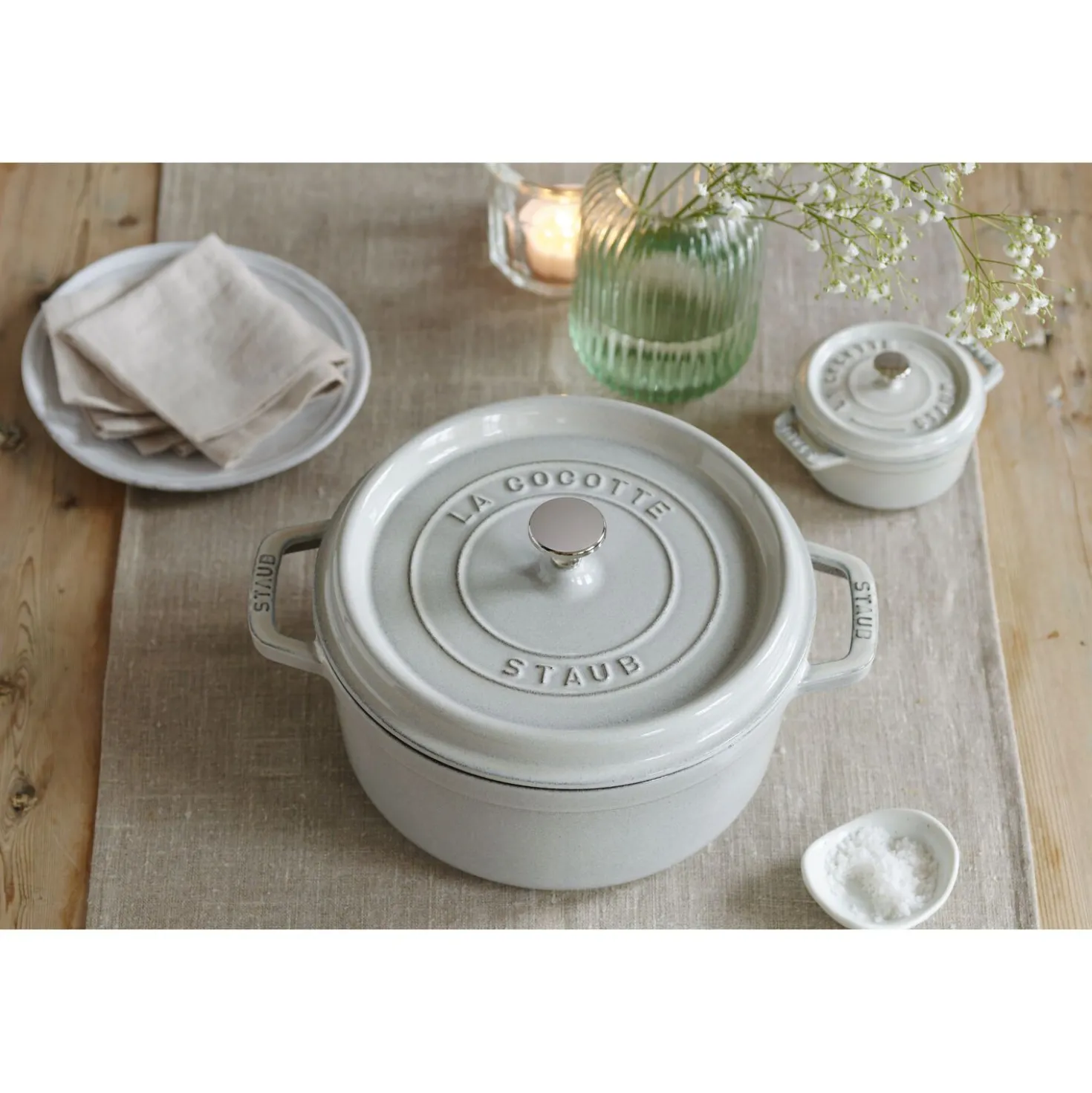 Cocotte 20 cm, Rond(e), Truffe blanche, Fonte