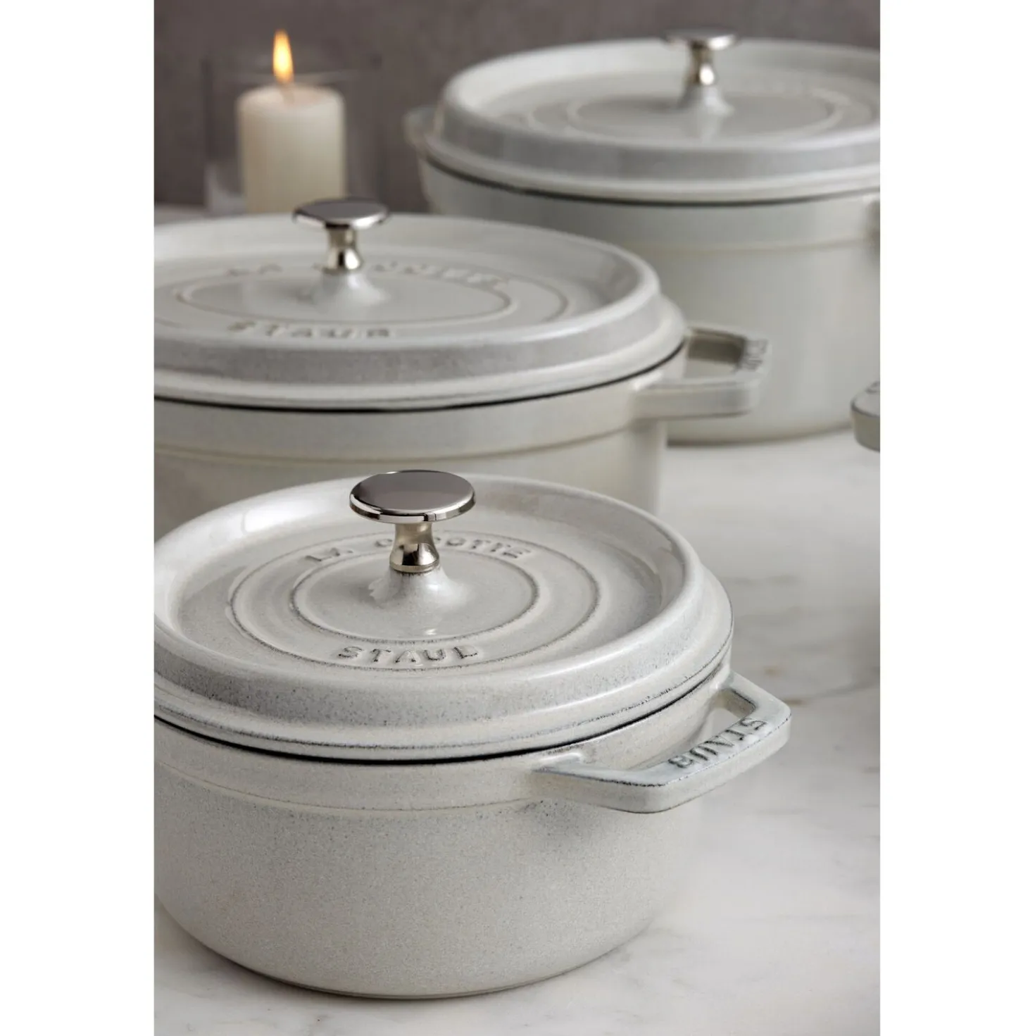 Cocotte 20 cm, Rond(e), Truffe blanche, Fonte