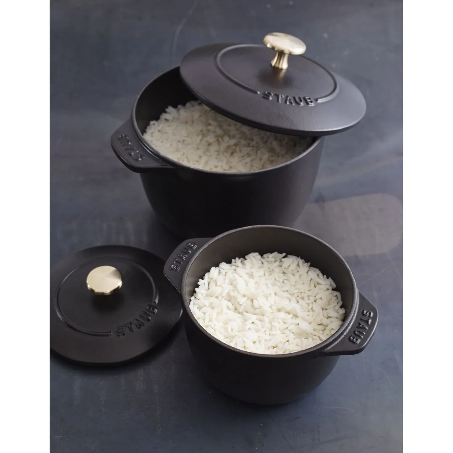 Cocotte à riz 16 cm, Rond(e), Noir mat, Fonte