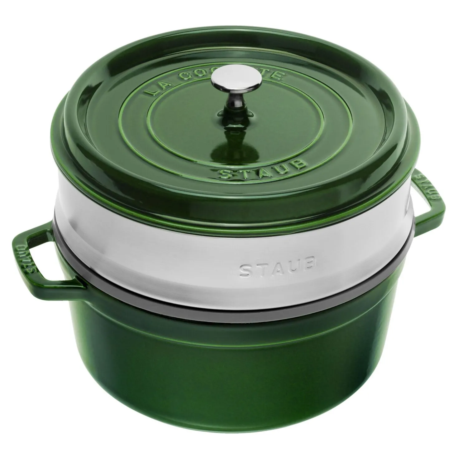 Cocotte avec panier vapeur 26 cm, Rond(e), Basilic, Fonte