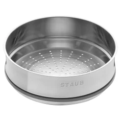 Cocotte avec panier vapeur 26 cm, Rond(e), Noir mat, Fonte