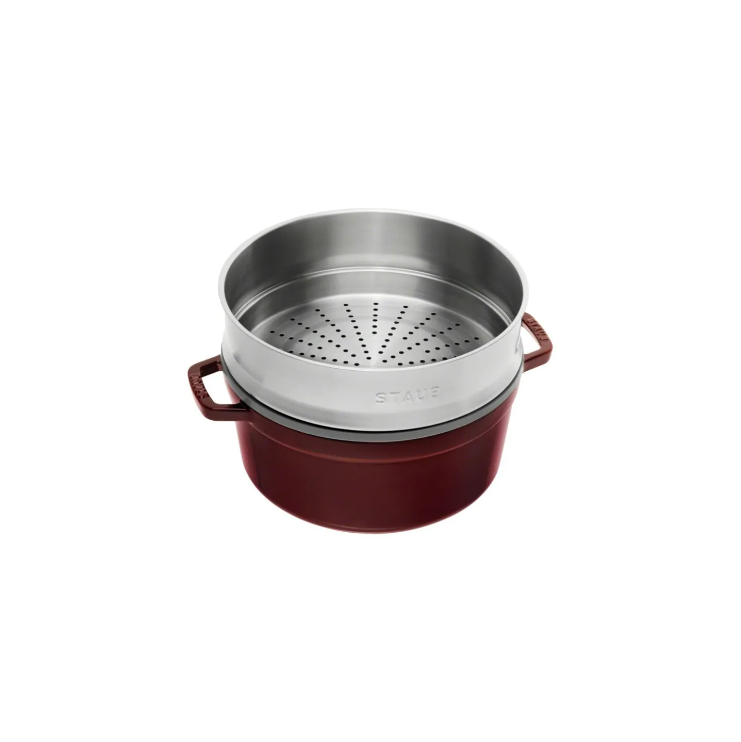 Cocotte avec panier vapeur 26 cm, Rond(e), Grenadine, Fonte