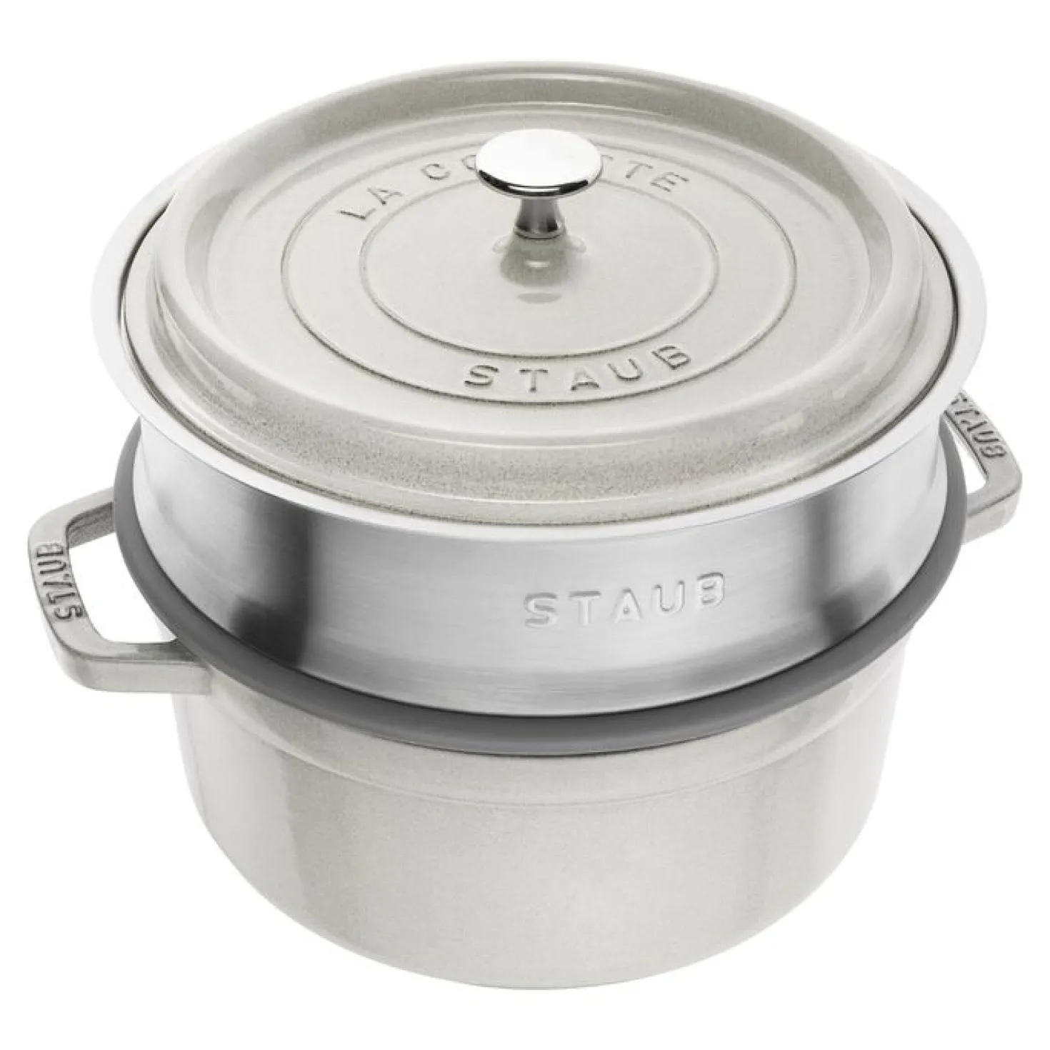 Cocotte avec panier vapeur 24 cm, Rond(e), Truffe blanche, Fonte