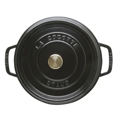 Cocotte bas 26 cm, Rond(e), Noir mat, Fonte