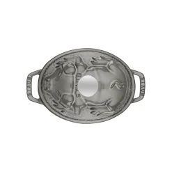 Cocotte couvercle de cochon 17 cm, Ovale, Gris graphite, Fonte