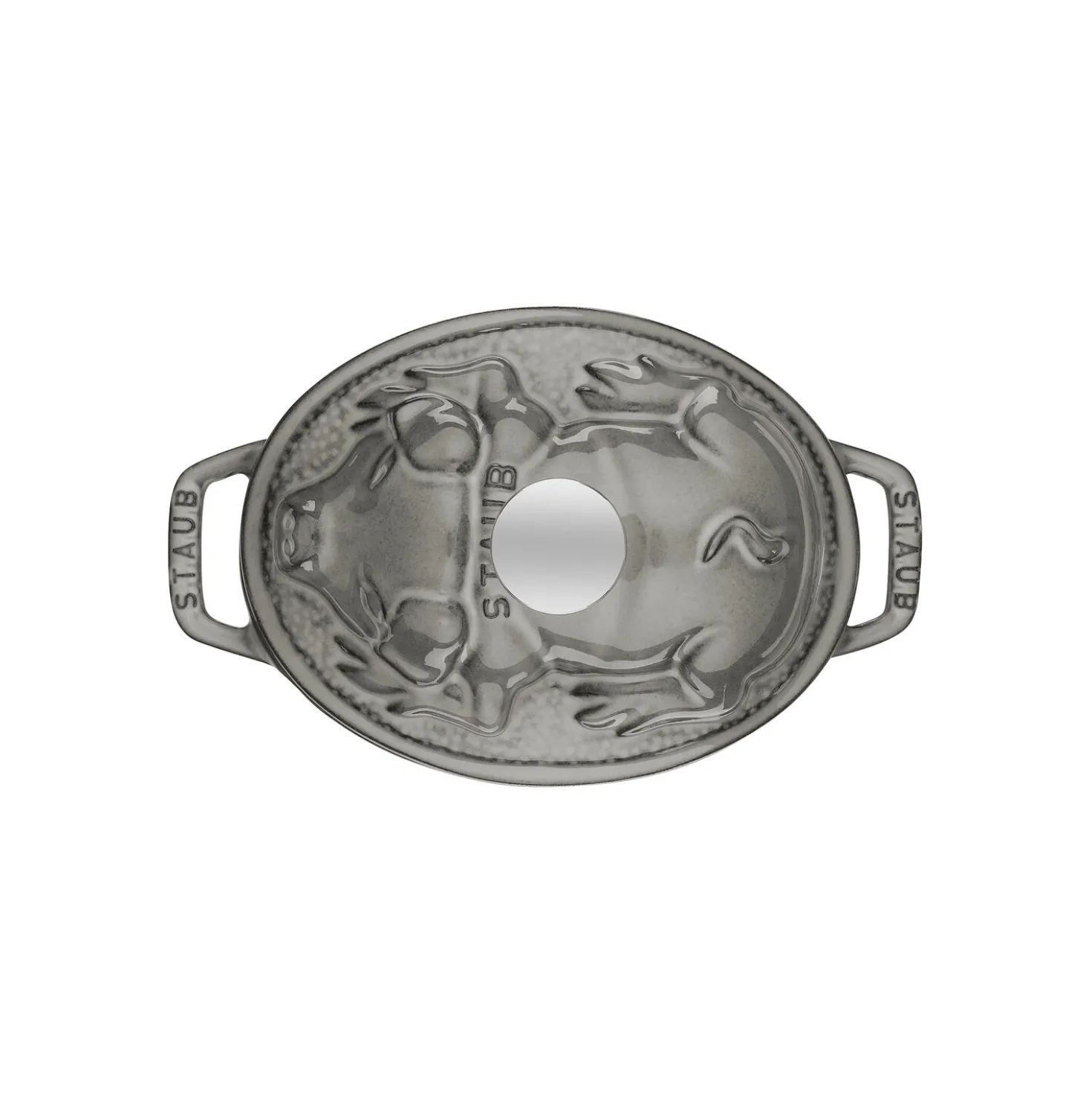 Cocotte couvercle de cochon 17 cm, Ovale, Gris graphite, Fonte