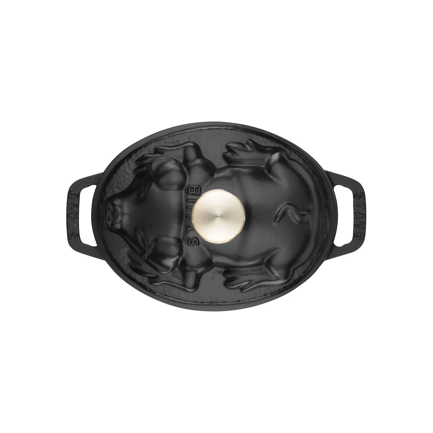 Cocotte couvercle de cochon 17 cm, Ovale, Noir mat, Fonte