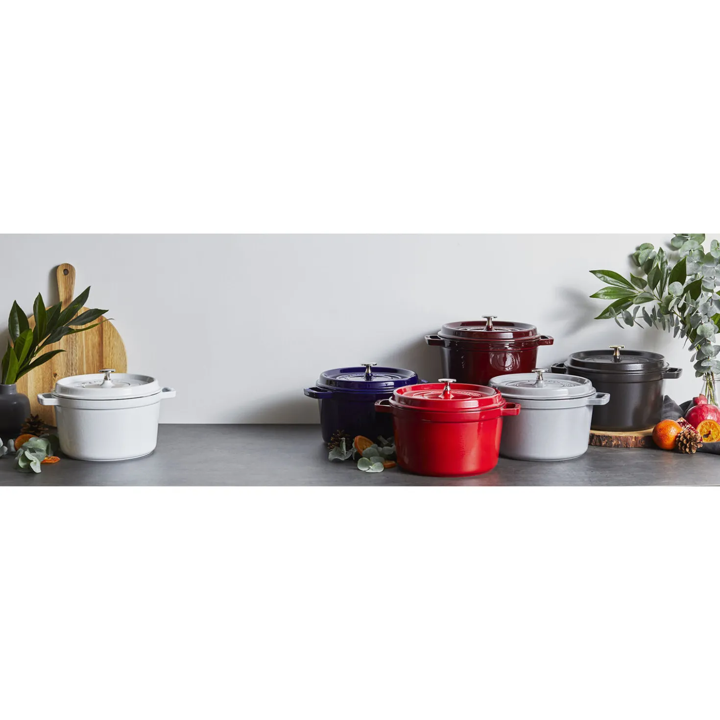 Cocotte haute 24 cm, Rond(e), Noir mat, Fonte