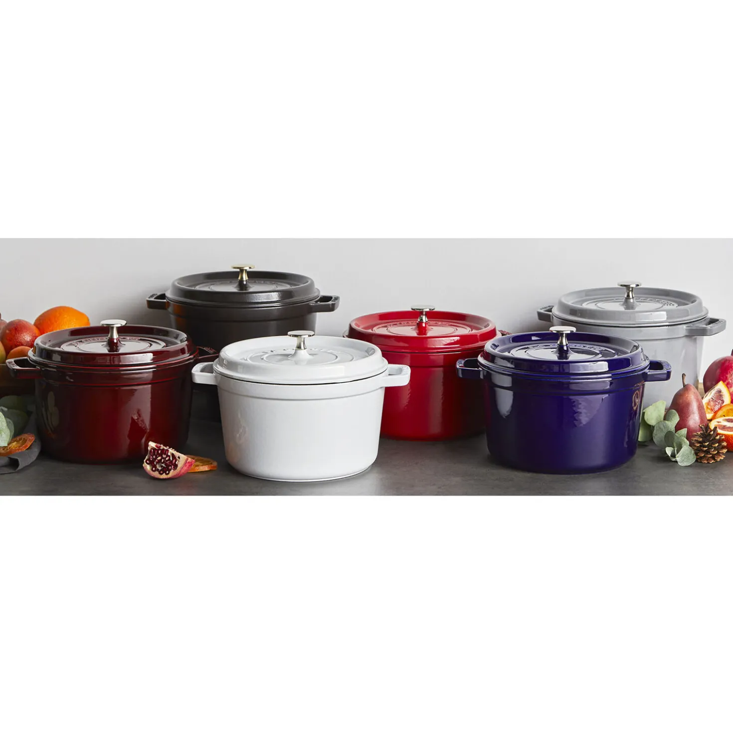 Cocotte haute 24 cm, Rond(e), Noir mat, Fonte