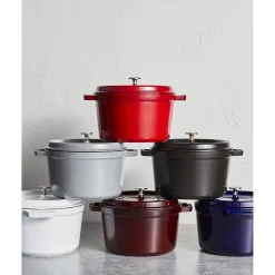 Cocotte haute 24 cm, Rond(e), Noir mat, Fonte