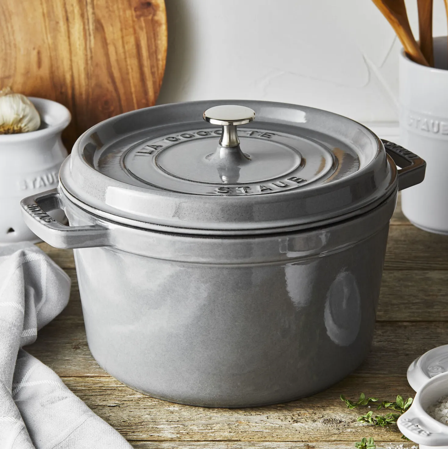 Cocotte profonde 24 cm, Rond(e), Gris graphite, Fonte