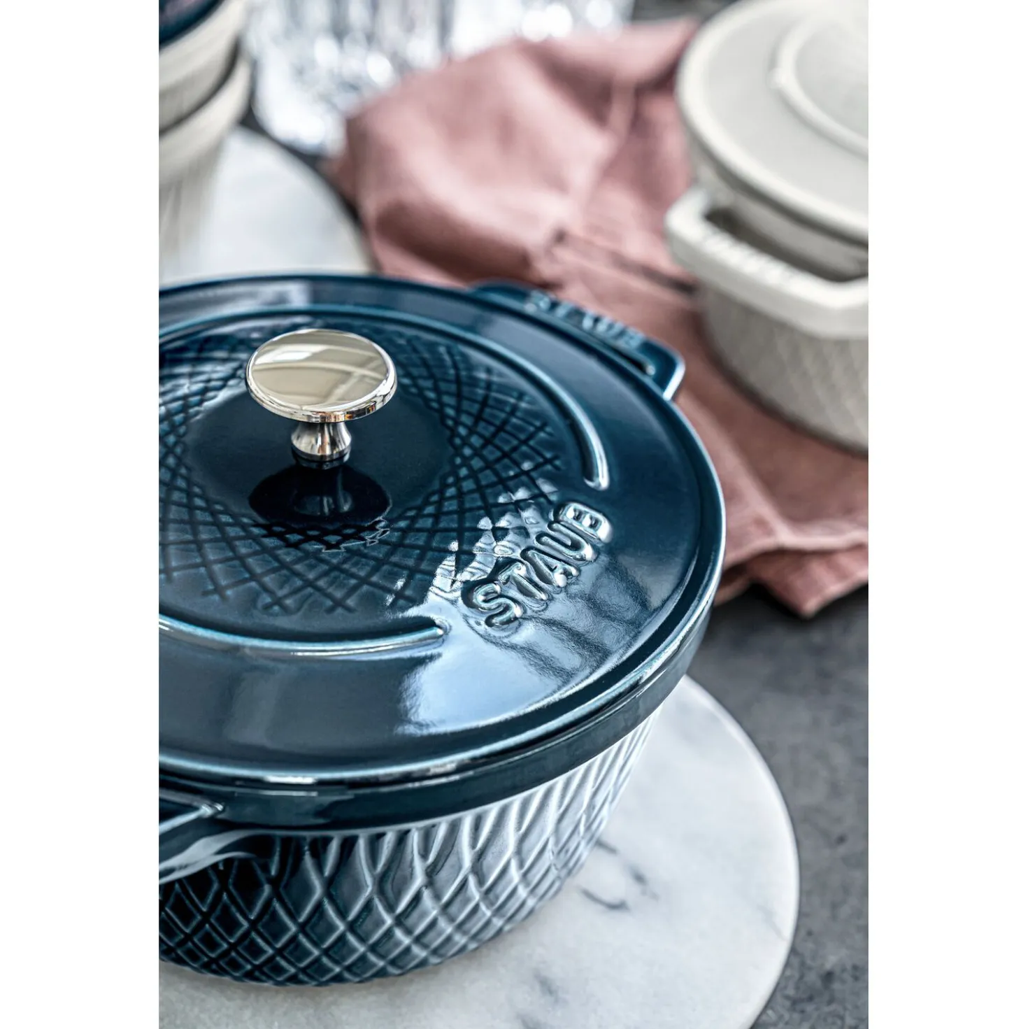 Cocotte twister 20 cm, Rond(e), La Mer, Fonte