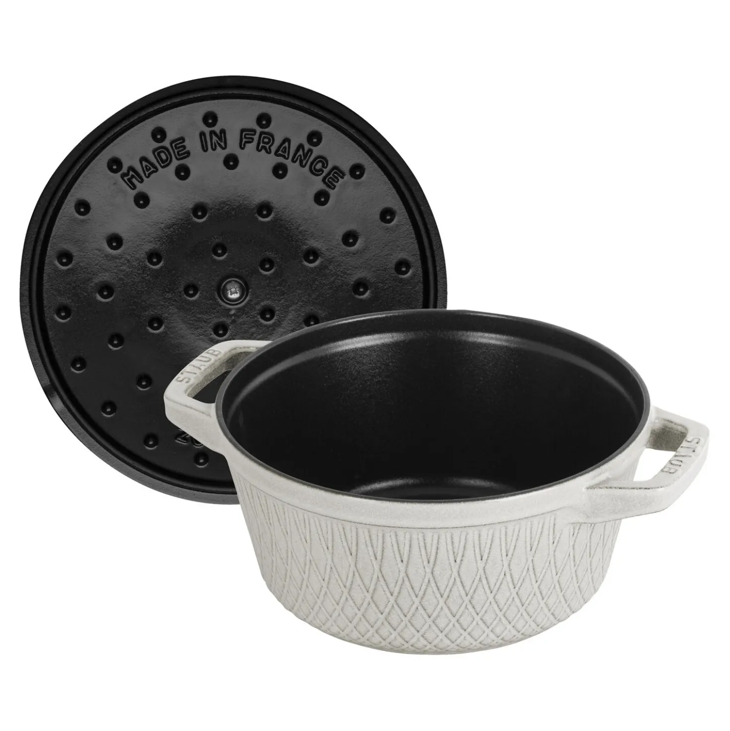 Cocotte twister 20 cm, Rond(e), Truffe blanche, Fonte