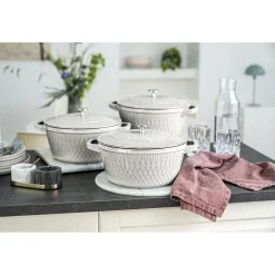 Cocotte twister 20 cm, Rond(e), Truffe blanche, Fonte