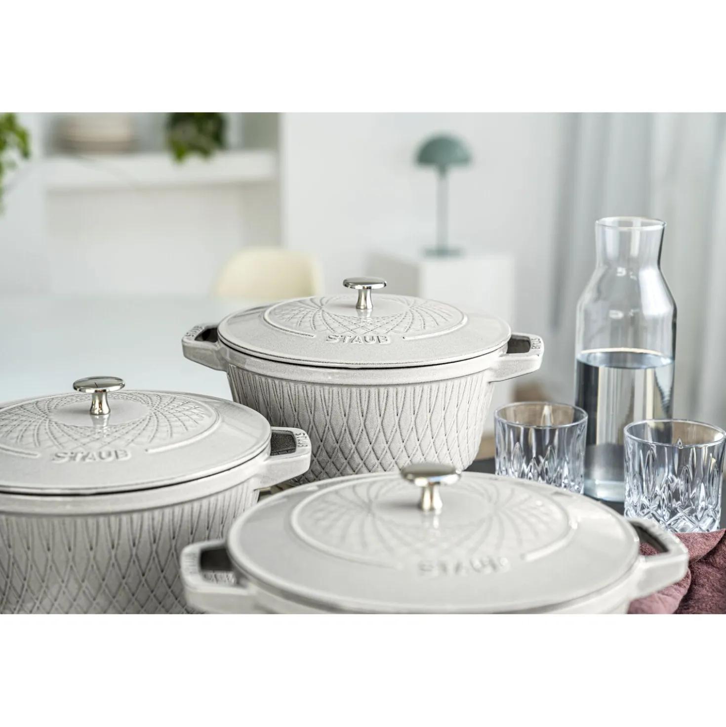 Cocotte twister 20 cm, Rond(e), Truffe blanche, Fonte
