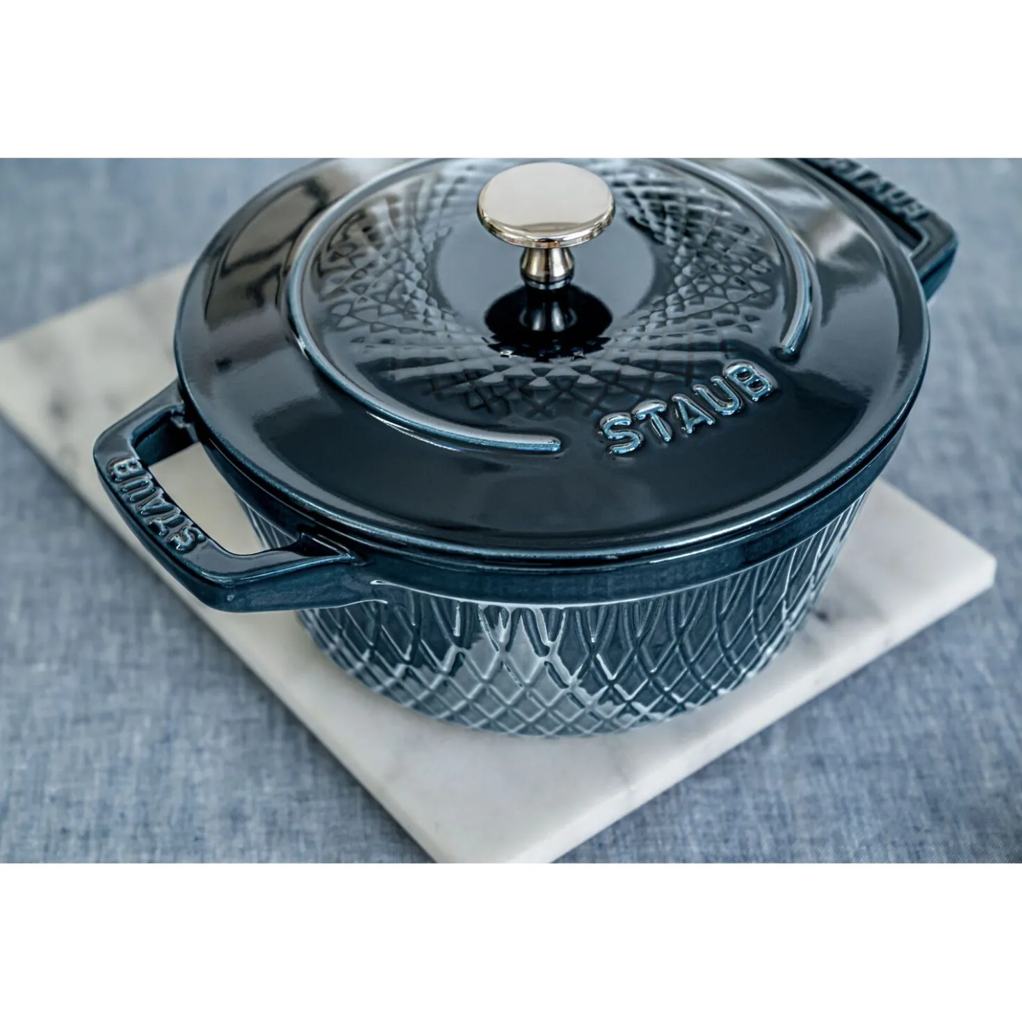 Cocotte twister 24 cm, Rond(e), La Mer, Fonte