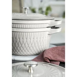 Cocotte twister 24 cm, Rond(e), Truffe blanche, Fonte