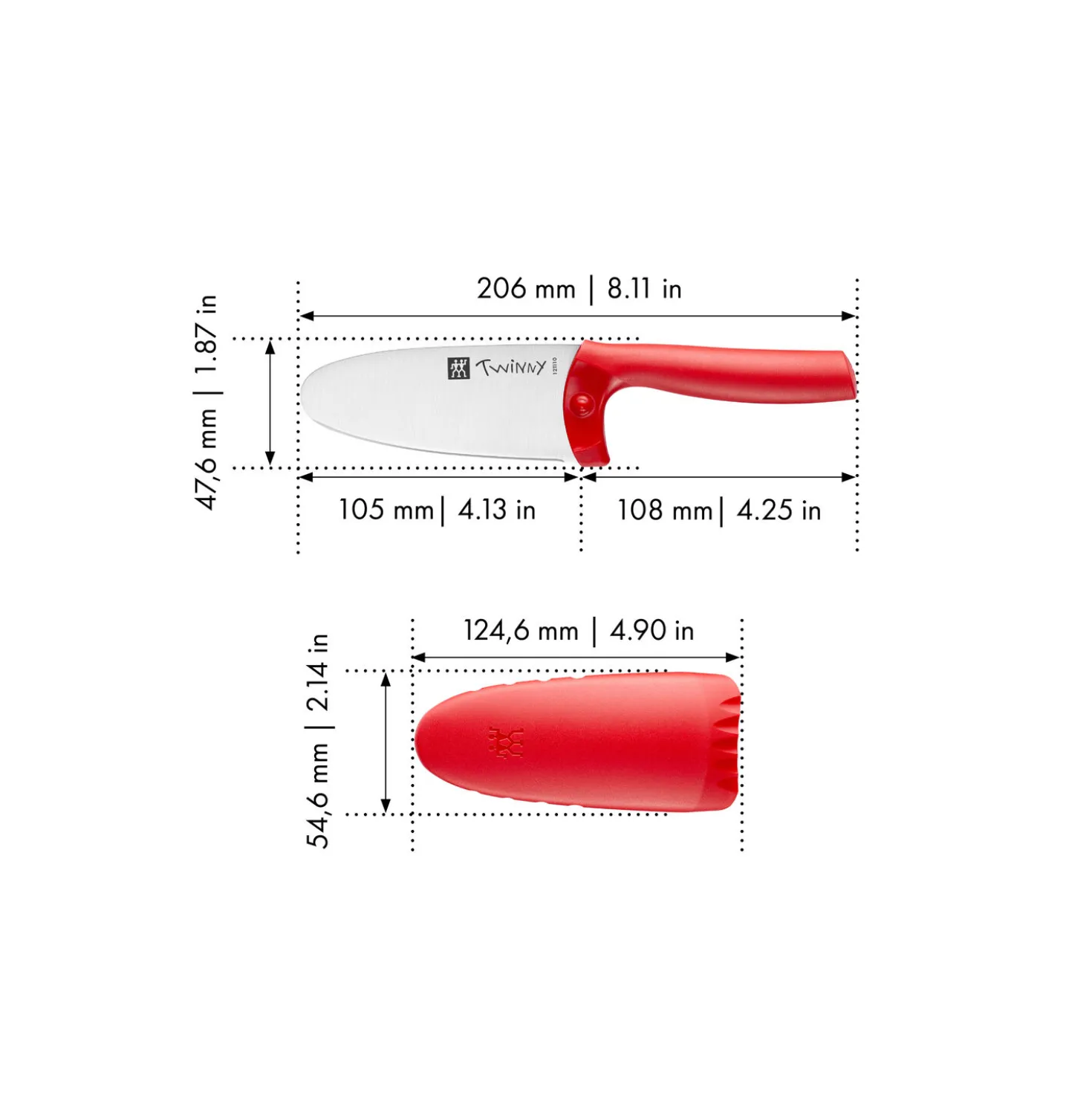 Couteau de chef 10 cm, Rouge