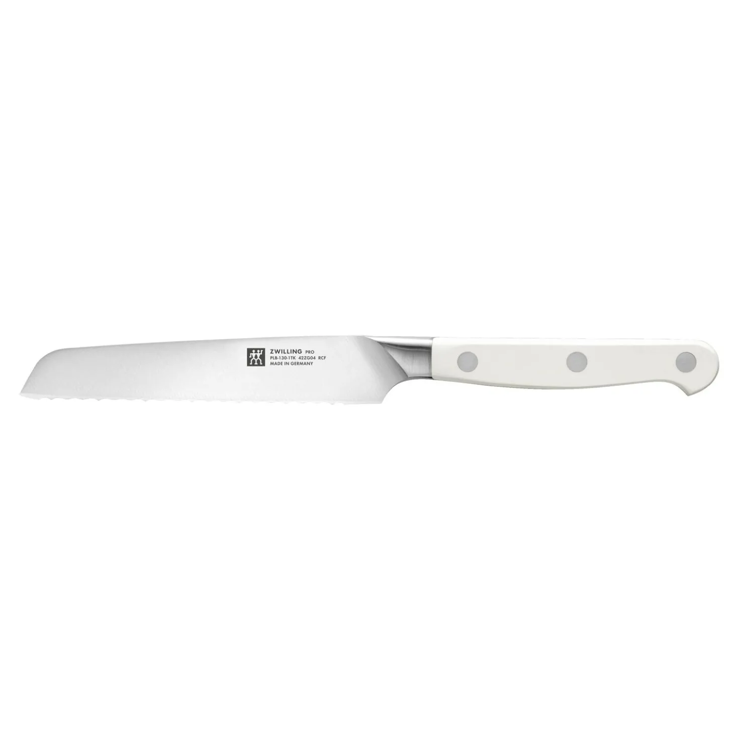 Couteau universel 13 cm, Blanc, tranchant dentelé