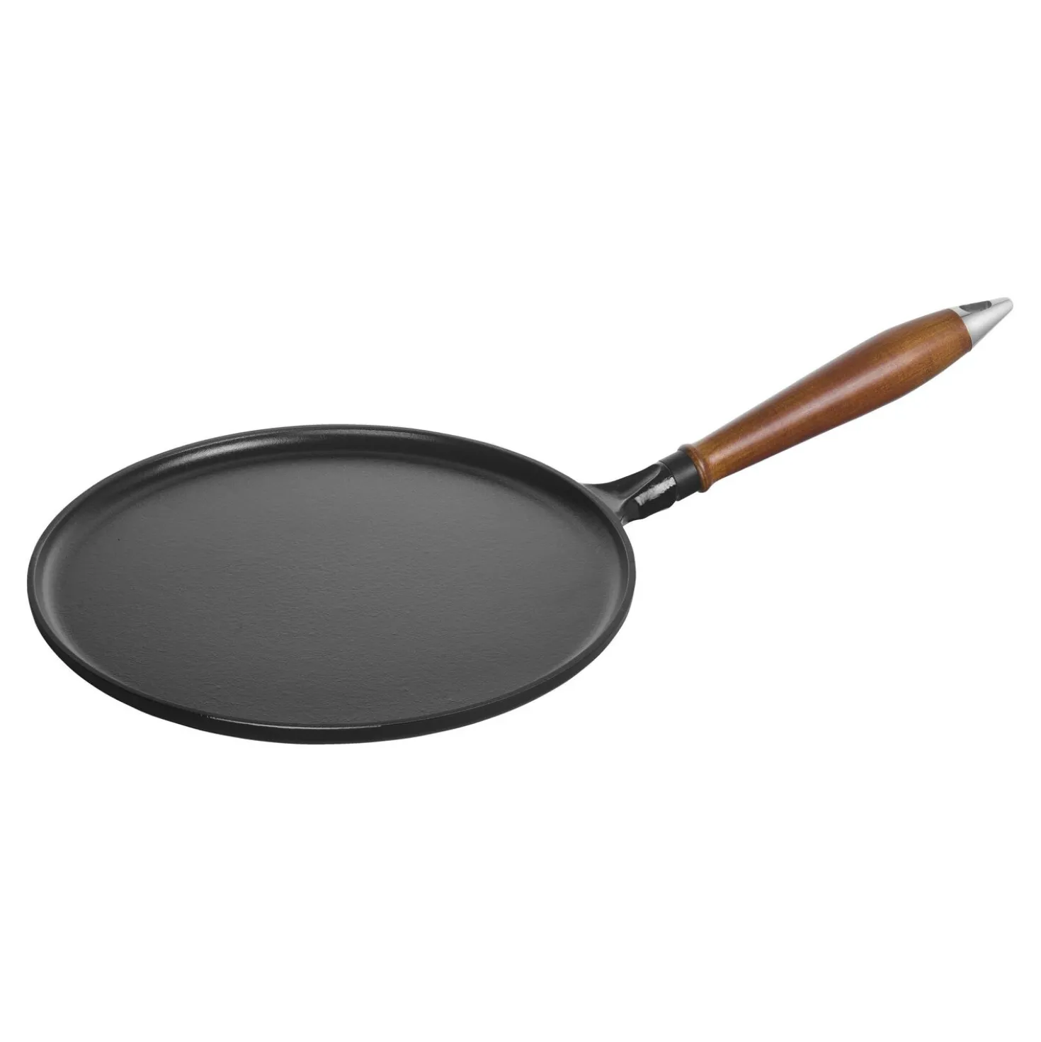 Crêpière avec poignée en bois 28 cm, Fonte, Noir mat