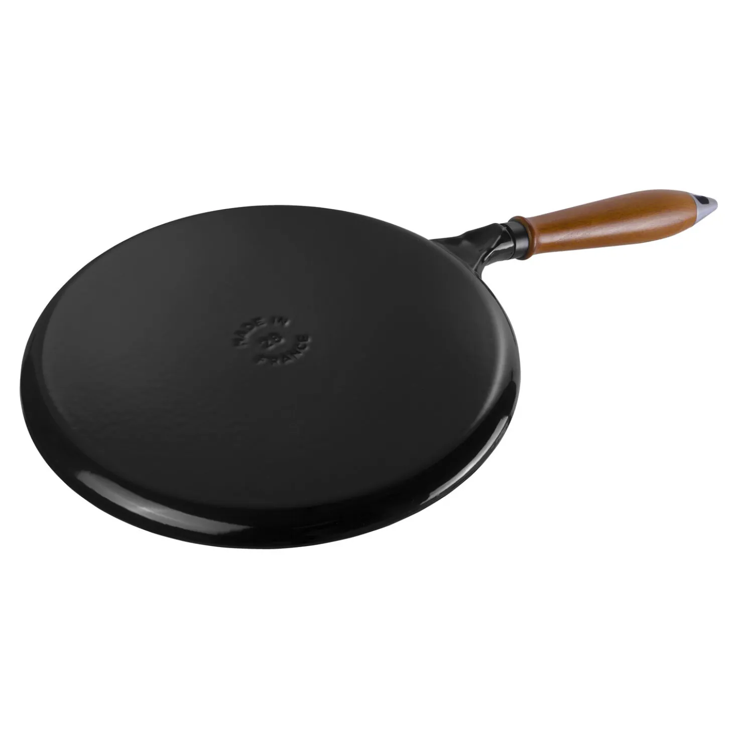 Crêpière avec poignée en bois 28 cm, Fonte, Noir mat