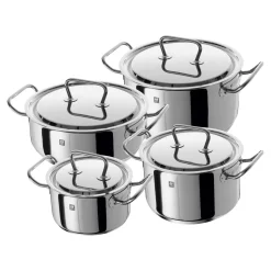 Ensemble de casseroles, 4-pcs. /16/20/24 cm, argent, Acier Inoxydable