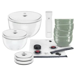 Ensemble de démarrage sous-vide, 15-pcs. /S/M/L, eucalyptus, Céramique / Verre