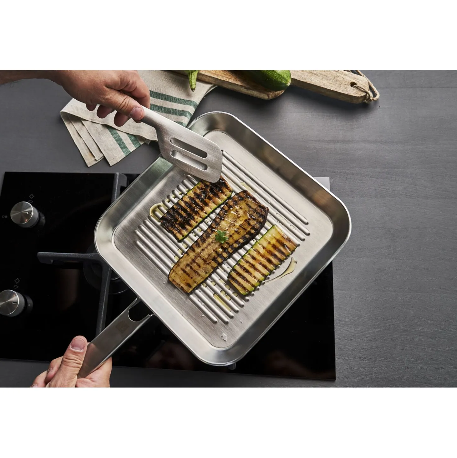 Gril 24 cm, Inox 18/10, Argent