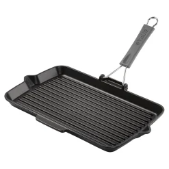 Gril avec bec verseur 34 cm, Fonte, Noir mat