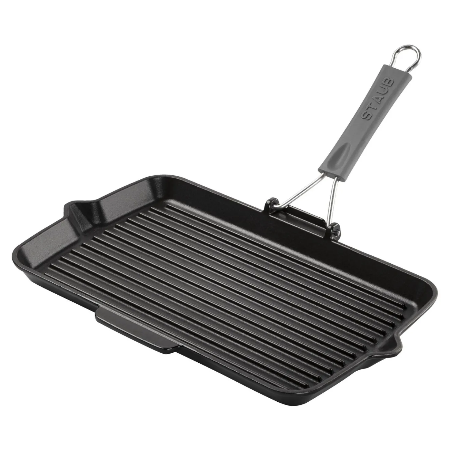 Gril avec bec verseur 34 cm, Fonte, Noir mat