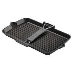 Gril avec bec verseur 34 cm, Fonte, Noir mat