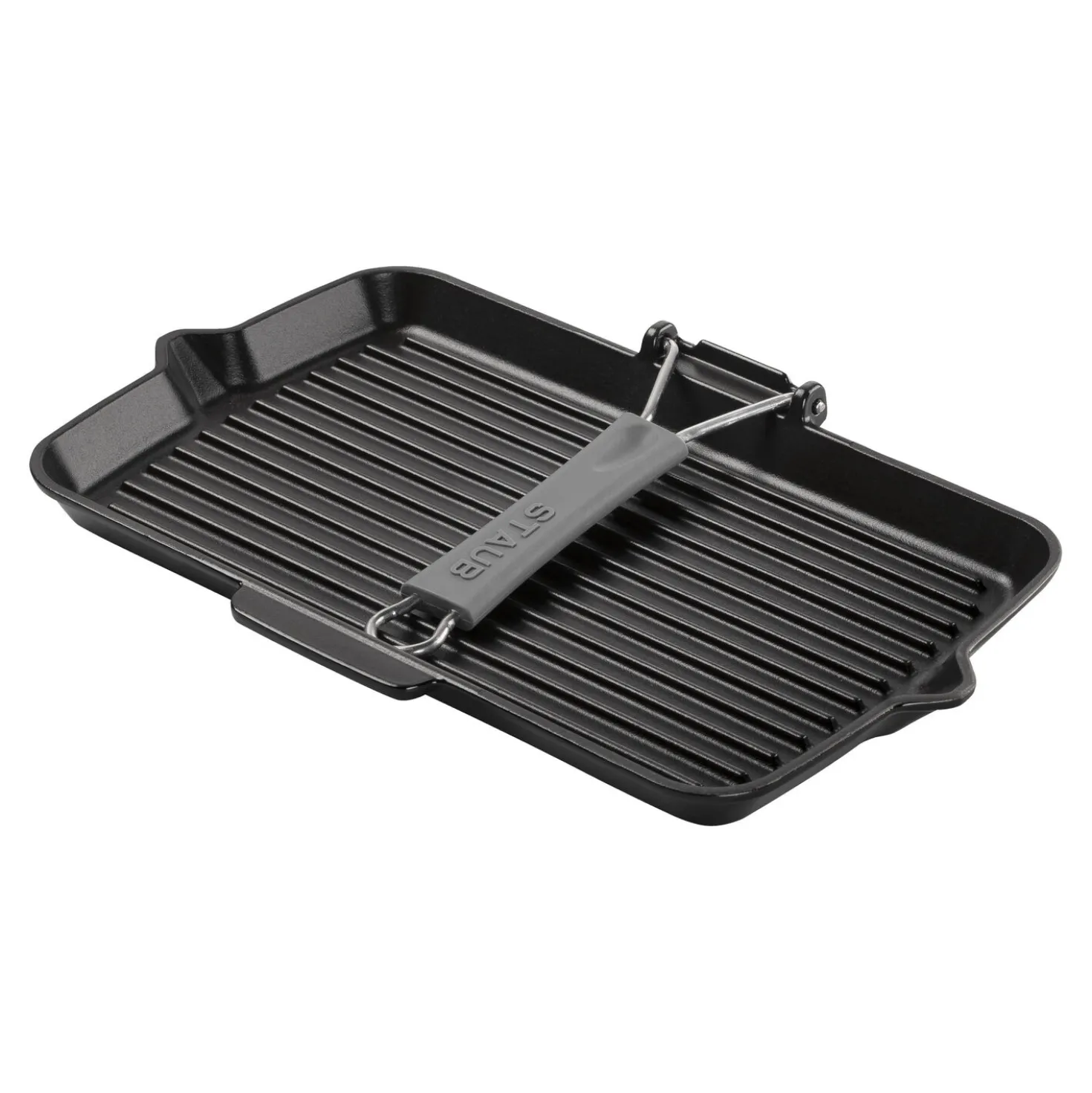 Gril avec bec verseur 34 cm, Fonte, Noir mat