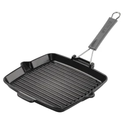 Gril avec bec verseur 24 cm, Fonte, Noir mat