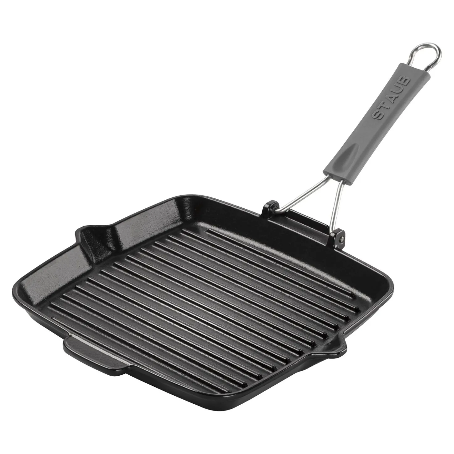 Gril avec bec verseur 24 cm, Fonte, Noir mat