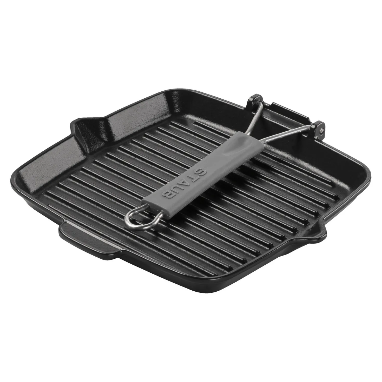 Gril avec bec verseur 24 cm, Fonte, Noir mat