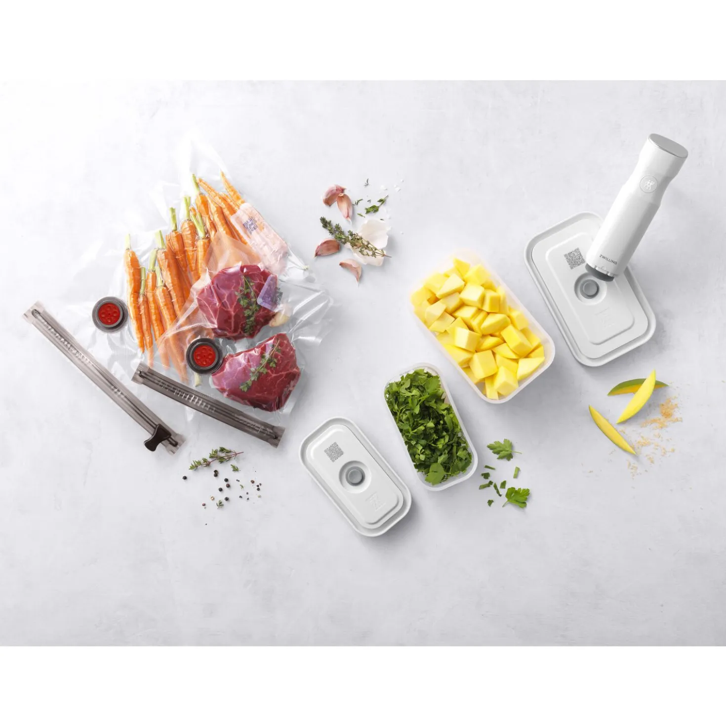 Kit de démarrage sous vide, Plastique / S/M, 7-pcs, Blanc